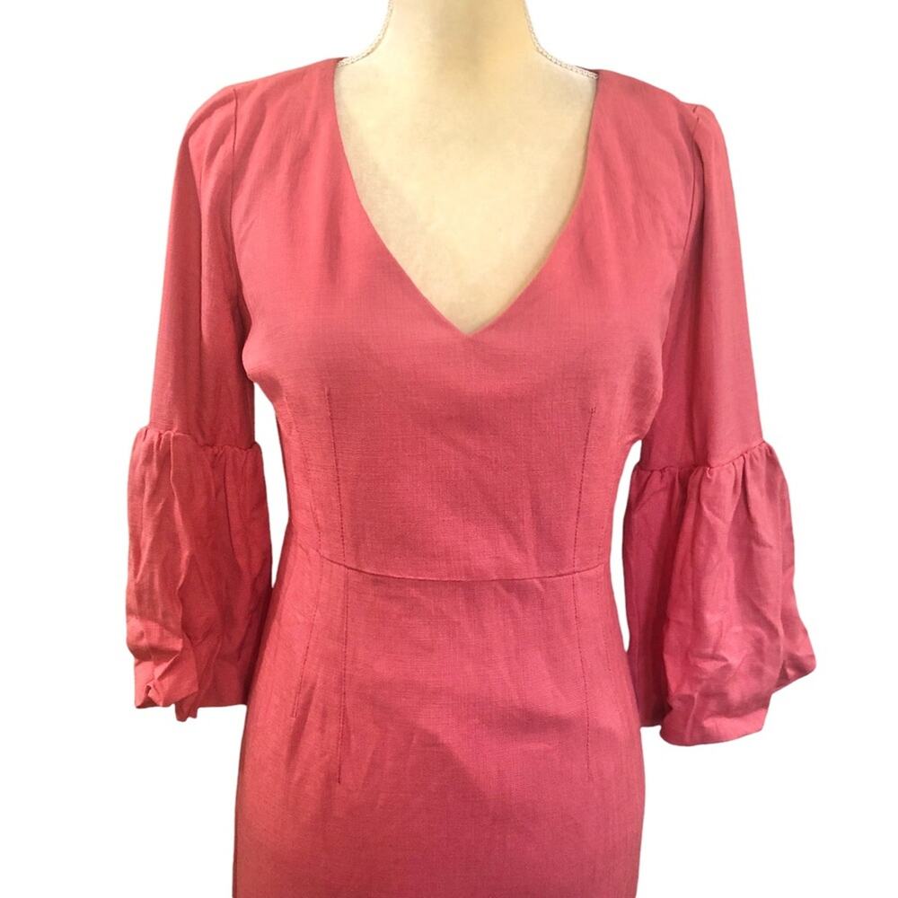 Veronica Beard Amalita Tea Length Pencil Midi Dress Bell Sleeve Melon Size 2 NWT - Picture 7 of 12
